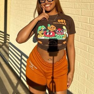 Burnt orange sweat shorts